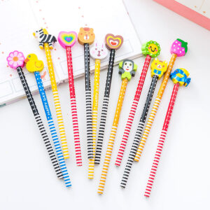 Wholesale Cute Cartoon Animal Eraser Wooden Pencil