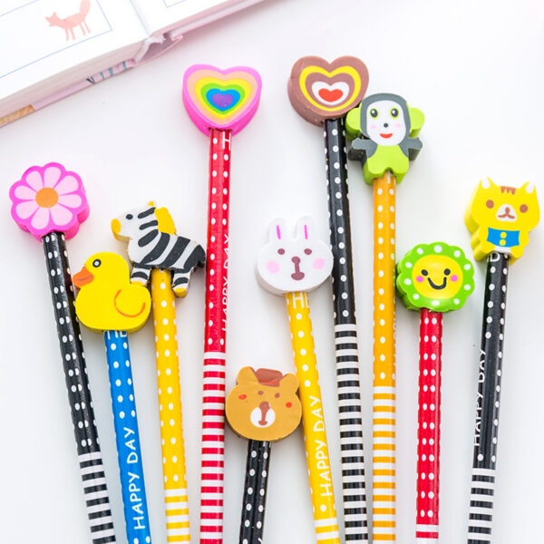 Wholesale Cute Cartoon Animal Eraser Wooden Pencil