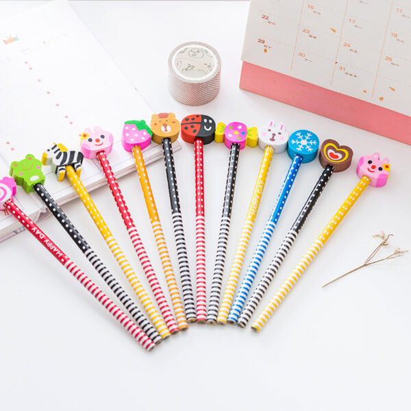 Wholesale Cute Cartoon Animal Eraser Wooden Pencil