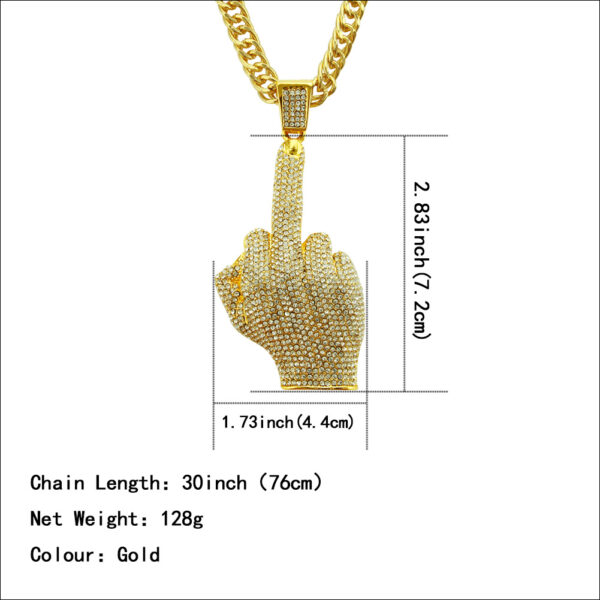 Wholesale Hip Hop Vertical Middle Finger Necklace Alloy