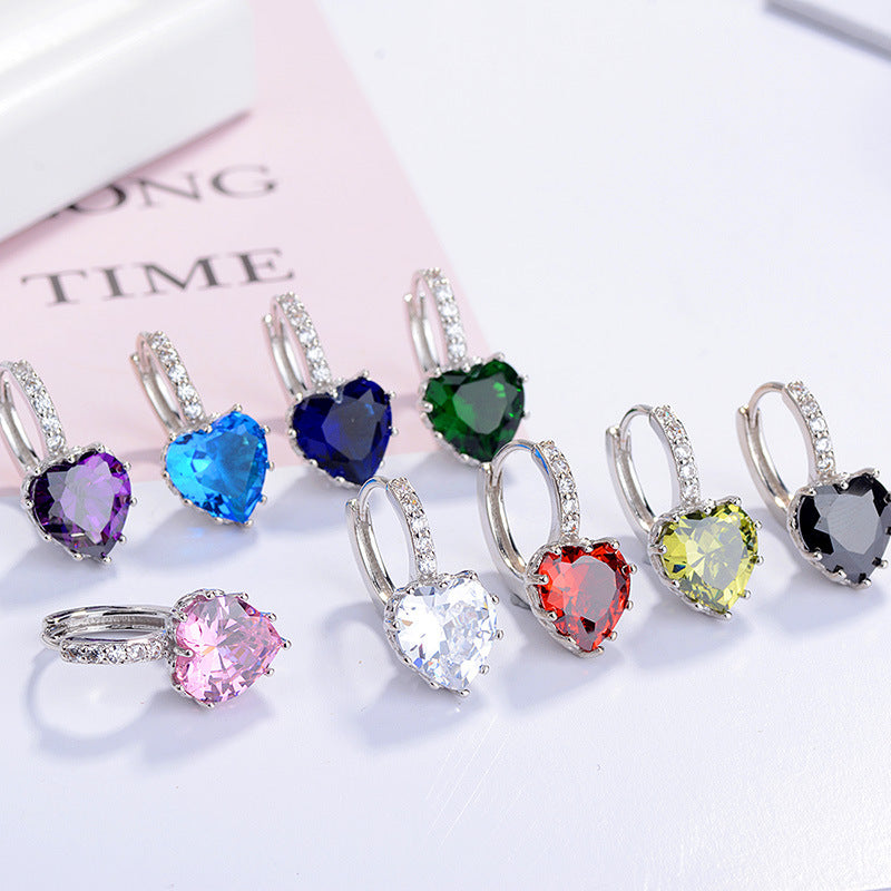 Wholesale Heart Shape Zircon Copper Earrings