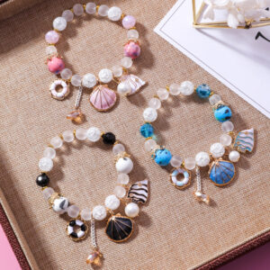 8750994276_1401670587 Wholesale Ocean Wind Seashell Glass Beads Bracelet