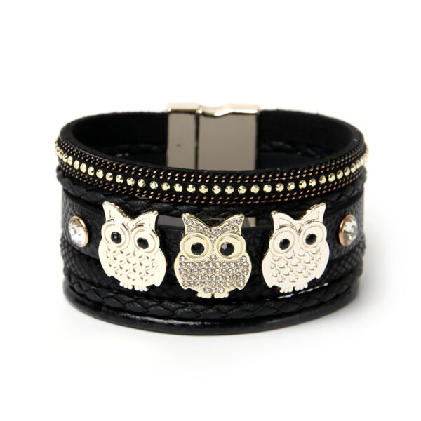 Wholesale Bohemian Owl Leather Bracelet