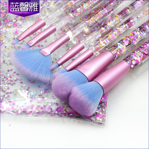 8767803413_1083885393 Wholesale Plastic 7-piece Transparent Crystal Particle Handle Makeup Brush Set