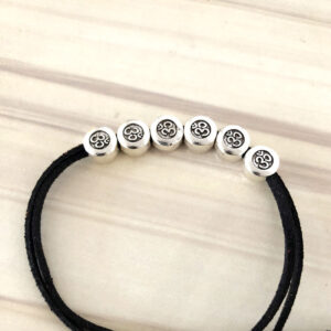 DIY Ancient Silver 3D Rune Cord Black Tying Rope