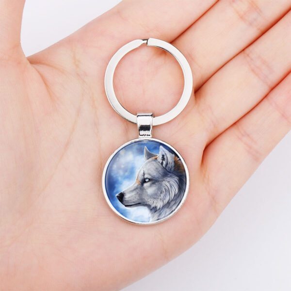 Wholesale Glass Wolf Totem Pendant Alloy Creative Keychain