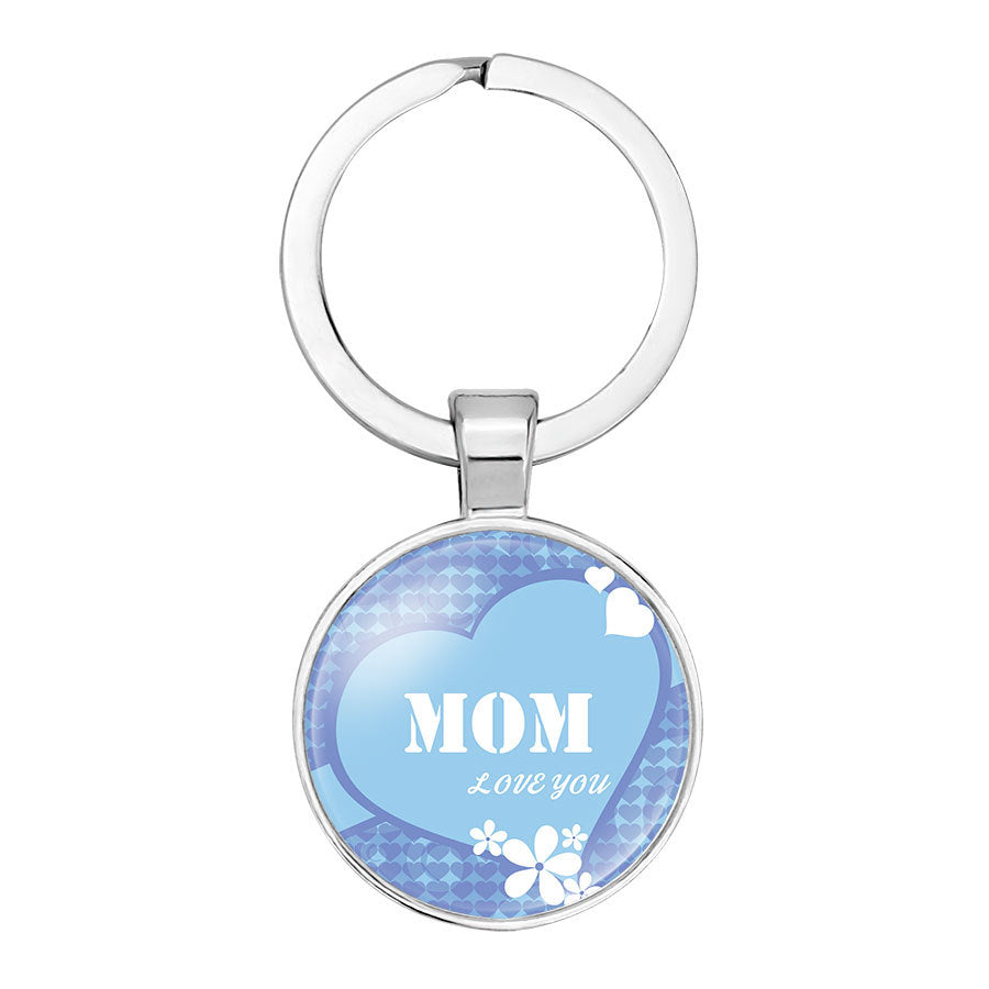 Wholesale Mom Letter Mother's Day Gift Time Gemstone Glass Keychain