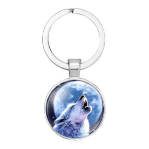 Wholesale Glass Wolf Totem Pendant Alloy Creative Keychain