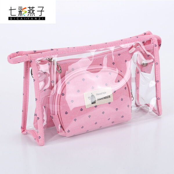 Wholesale Transparent Three Piece Makeup Bag Travel Cotton Storage Bag