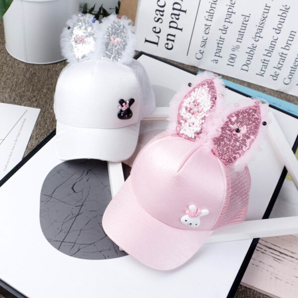 Wholesale Cotton Easter Rabbit Ears Sequined Mesh Cap