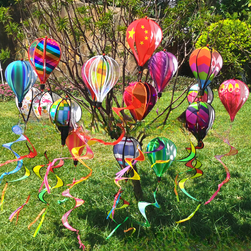 Wholesale Hot Sale Rainbow Hot Air Balloon National Flag Outdoor Decoration Windmill