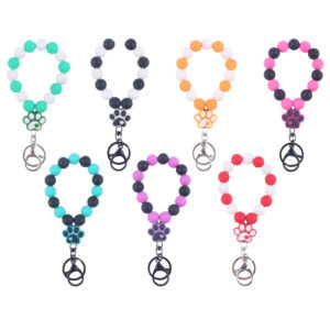 Wholesale Cartoon Silicone Dog Claw Handmade Beaded Wrist Keychain