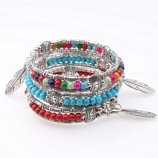 8802627650_609011698 Wholesale Turquoise Feather Alloy Bracelets