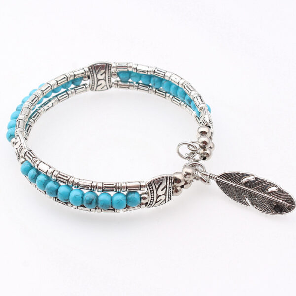 8802663059_609011698-1 Wholesale Turquoise Feather Alloy Bracelets