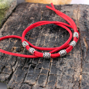 DIY ancient silver flower Rune velvet rope red tie rope