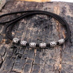 DIY ancient silver flower Rune velvet rope black tie rope