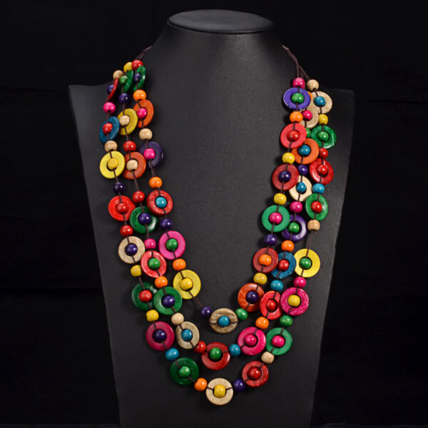 Wholesale Colorful Multilayer Wooden Necklaces