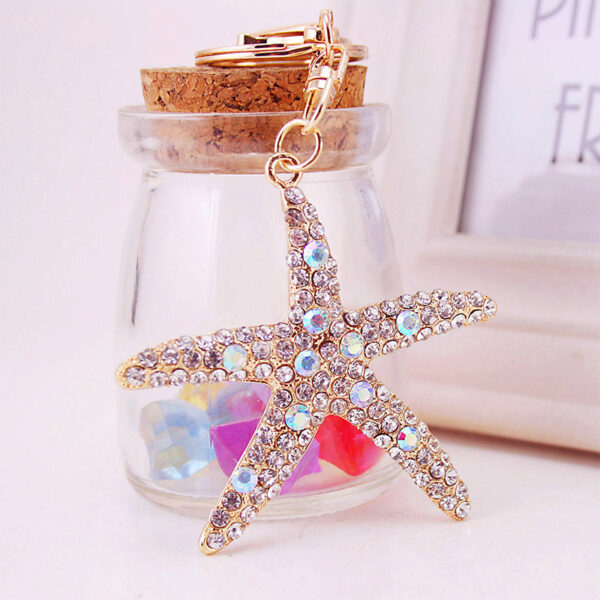 8873520795_717634392 Wholesale Zinc Alloy Love Diamond Crystal Starfish Car Keychain