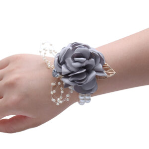 673 fabric rose wrist flower light gray