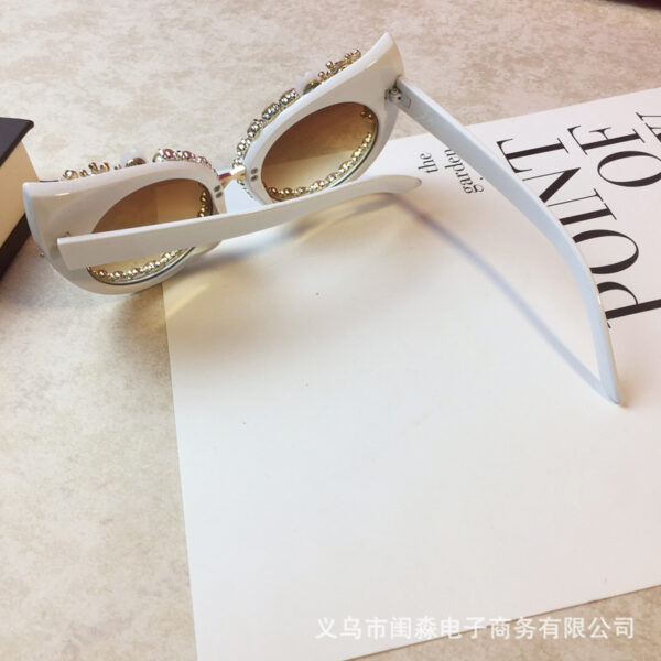 8907234421_1426206215 Wholesale Flower Metal Diamond Exaggerated Cat Eye Sunglasses