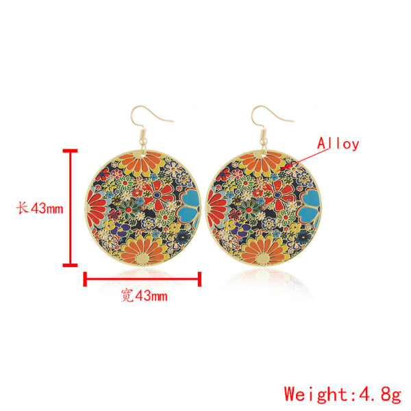 Wholesale Statemente Oil Drip Flowers Metal Earrings