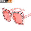 Wholesale PC Diamond Plated Large Frame Retro Square Sunglasses