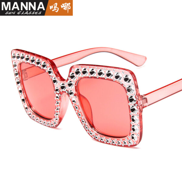 Wholesale PC Diamond Plated Large Frame Retro Square Sunglasses