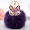 8912294268_949518863 Wholesale Diamond Fox Head Rabbit Hair Hairball Zinc Alloy Keychains
