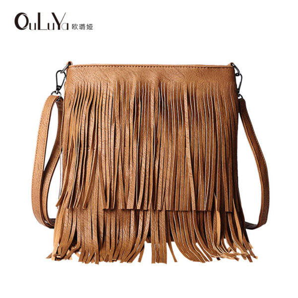 8919158640_236008422 Wholesale PU Shoulder Diagonal Tassel Bag