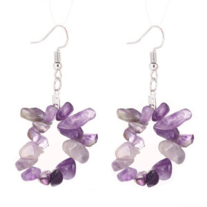 8922322887_49882122 Wholesale TikTokLive Amethyst Simple Multicolor Natural Gravel Beaded Earrings