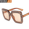 Wholesale PC Diamond Plated Large Frame Retro Square Sunglasses