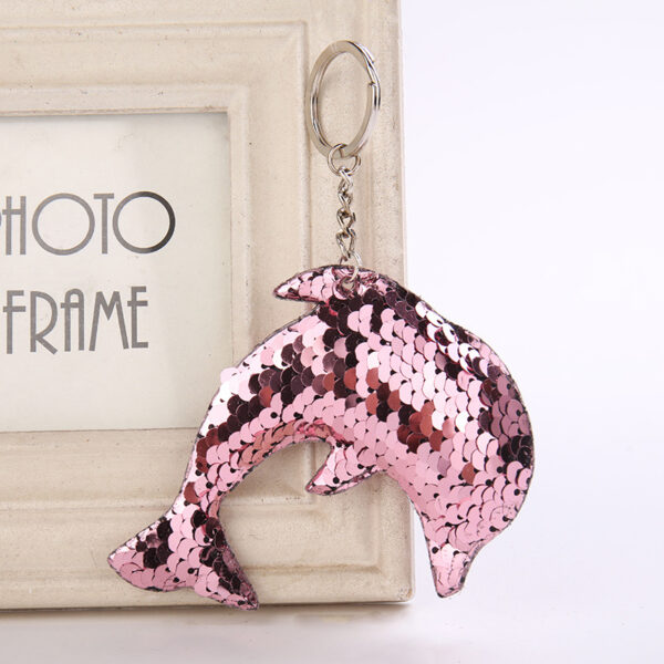 8943896580_165303418 Wholesale Sea Life Sequined Dolphin Metal Keychains