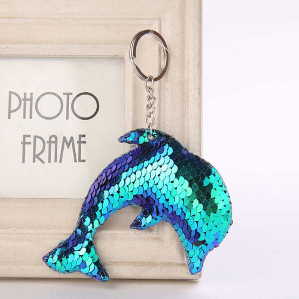 8943899547_165303418 Wholesale Sea Life Sequined Dolphin Metal Keychains