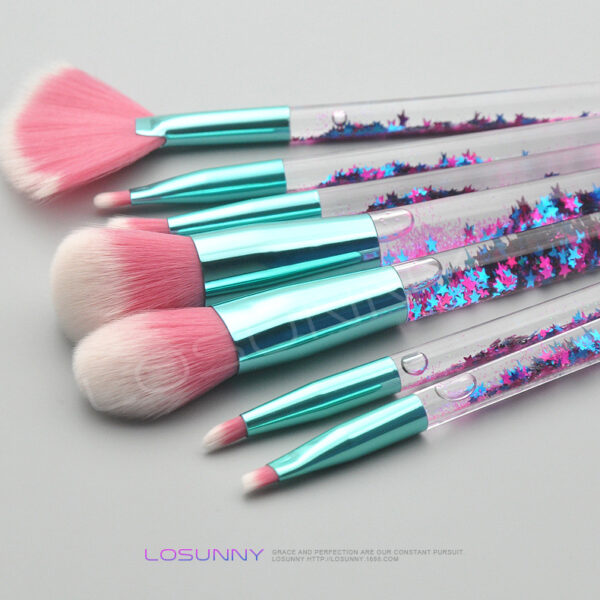8984680836_1083885393 Wholesale Plastic 7-piece Transparent Crystal Particle Handle Makeup Brush Set
