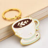 Wholesale Creative Latte Art Coffee Metal Keychain