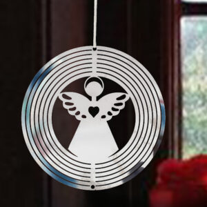 Wholesale10CM Silver 3D Wings Angel Stainless Steel Rotating Wind Chime
