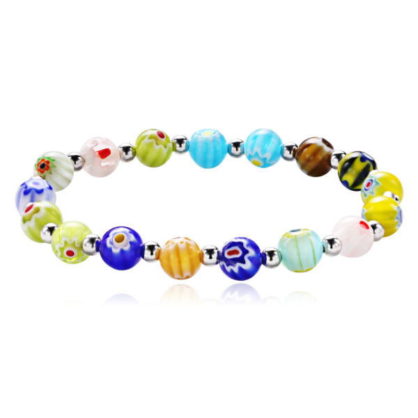 9000531995_1793926239 Wholesale 8mm Thousand Flower Glazed Beads Mixed Color Stretch Bracelet