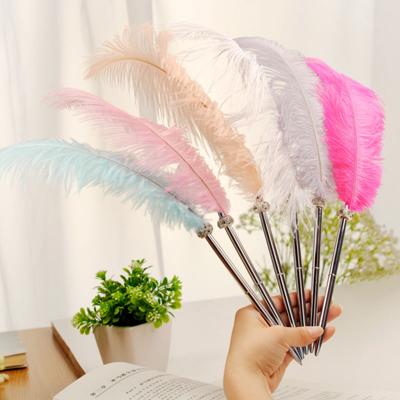 Wholesale 40cm Creative Colored Metal Ball Black Refill Feather Pen