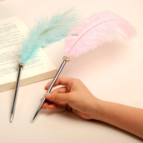 Wholesale 40cm Creative Colored Metal Ball Black Refill Feather Pen