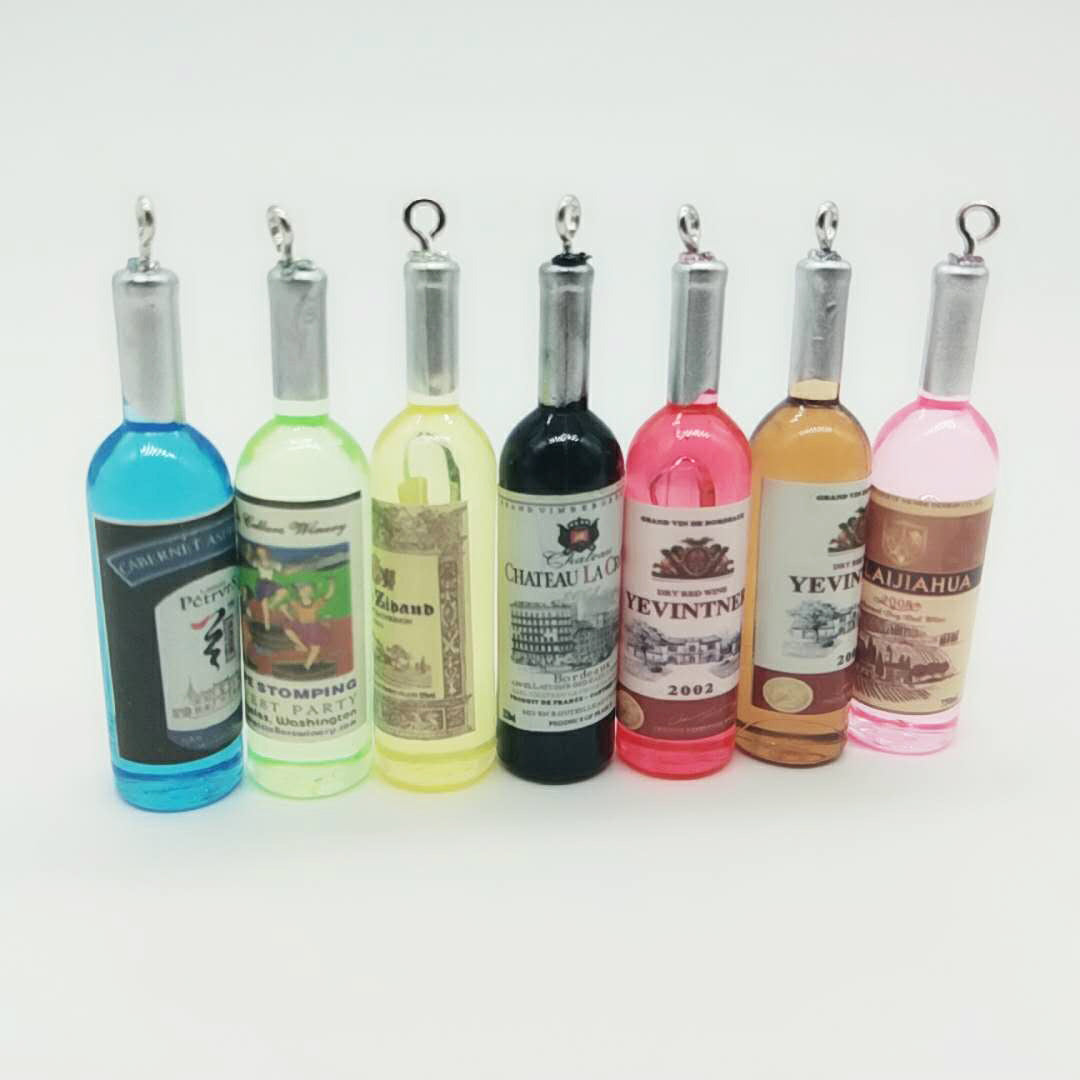 Wholesale Acrylic Mini Wine Bottle Key Chain DIY Aessories