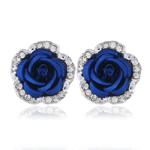Wholesale Alloy Rhinestone Rose Flower Earrings
