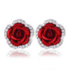 Wholesale Alloy Rhinestone Rose Flower Earrings