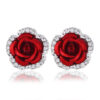 Wholesale Alloy Rhinestone Rose Flower Earrings