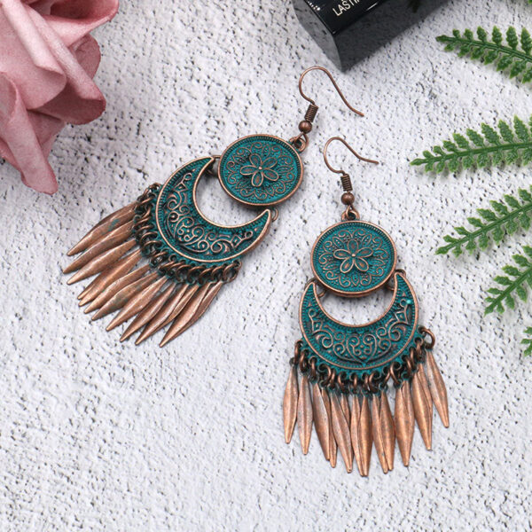 Wholesale Flower Metal Tassel Drop Earrings
