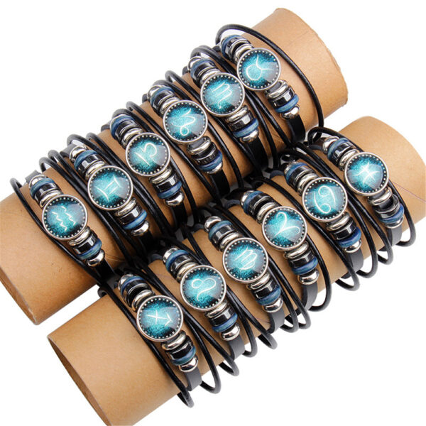9067496198_999319248 Wholesale Multilayer Twelve Constellation Punk Couple Bracelet