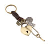 Wholesale Men's Retro Cowhide Keychain Alloy Love Lock Key Pendant