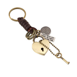 9073720342_999716110 Wholesale Men's Retro Cowhide Keychain Alloy Love Lock Key Pendant