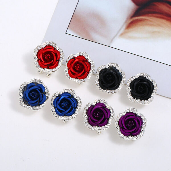 Wholesale Alloy Rhinestone Rose Flower Earrings