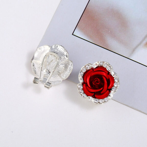 Wholesale Alloy Rhinestone Rose Flower Earrings