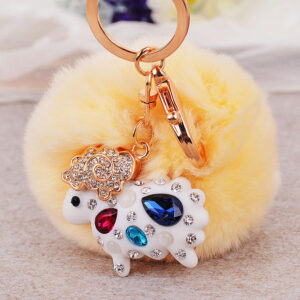 White Lamb + beige fur ball / Single opp bag packaging